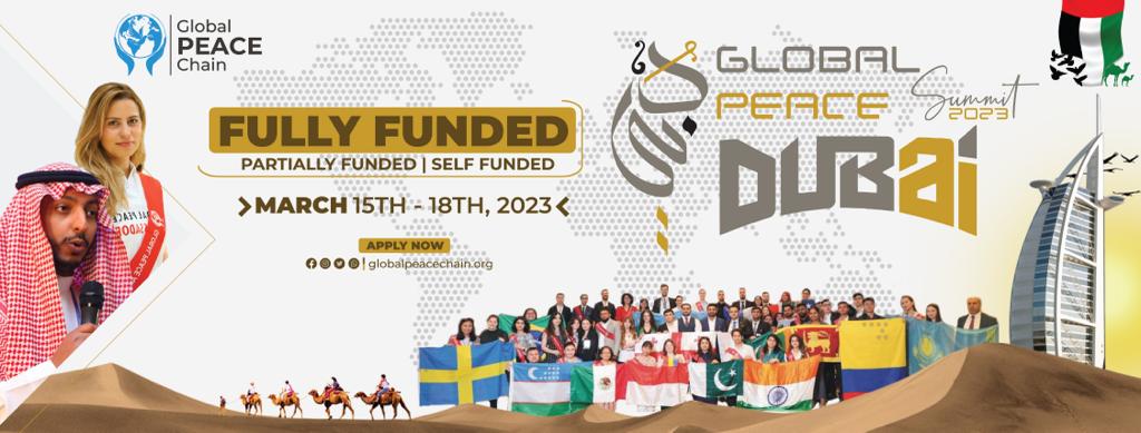 قدم الأن في مؤتمر قمة السلام العالمية دبي 2023 | مؤتمر ممول بالكامل في دبي