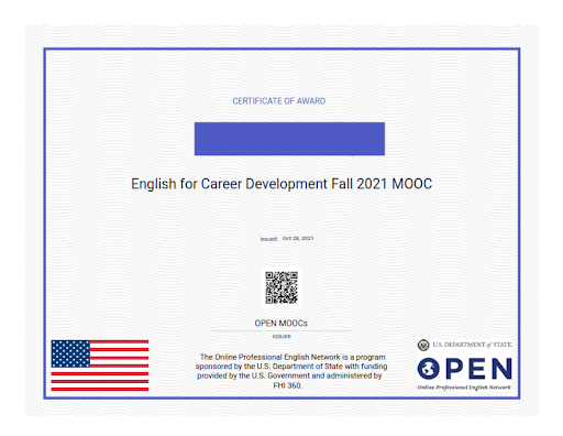 دورة تدريبية مجانية للغة الإنجليزية برعاية السفارة الأمريكية - English for Career Development Winter 2022