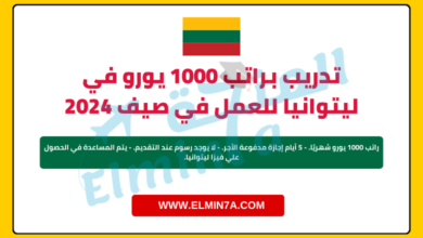 تدريب صيفي في ليتوانيا براتب 1000 يورو شهرياً