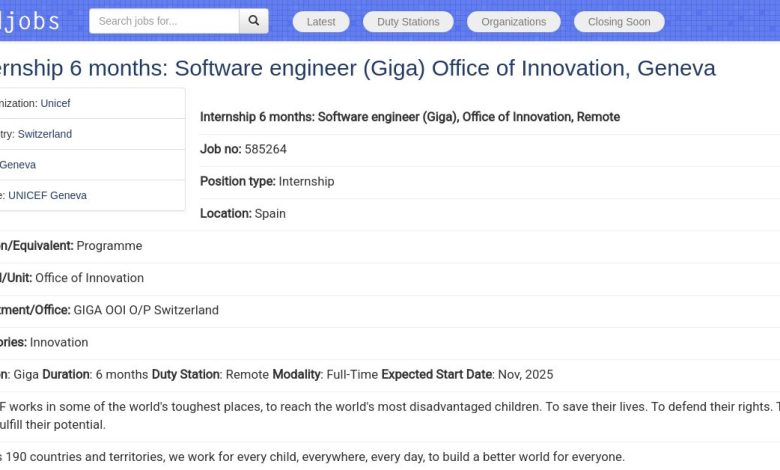 فرصة تدريب ممولة في اليونيسف كمهندس برمجيات (للعمل عن بعد) 1 فرصة تدريب ممولة في اليونيسف كمهندس برمجيات (للعمل عن بعد)