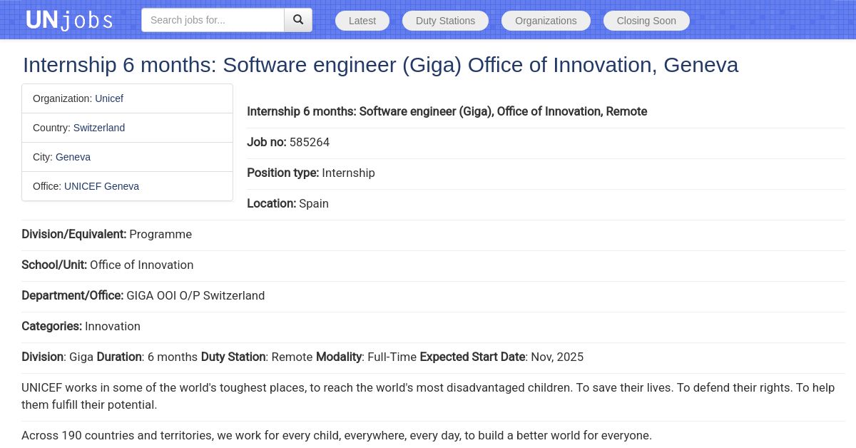 فرصة تدريب ممولة في اليونيسف كمهندس برمجيات (للعمل عن بعد)